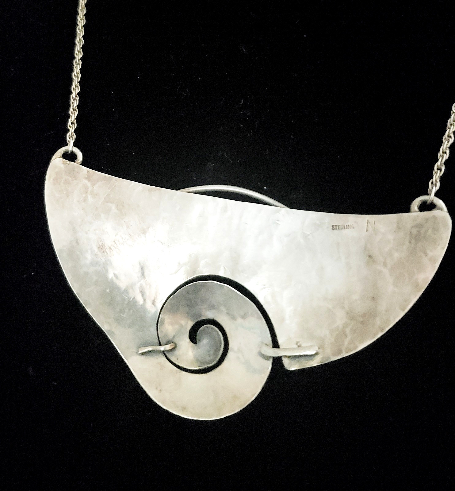 20″ Large Handcrafted Solid Sterling Silver Modernist BOHO Necklace. FLAWLESS!