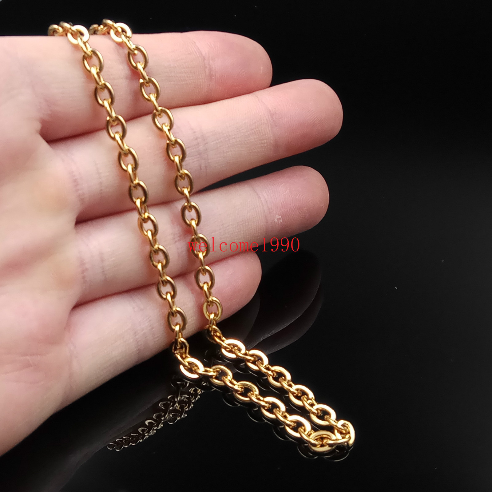 18-28′ Fashion Women Gold Stainless steel joint Link Chain Necklace strong 2.4mm