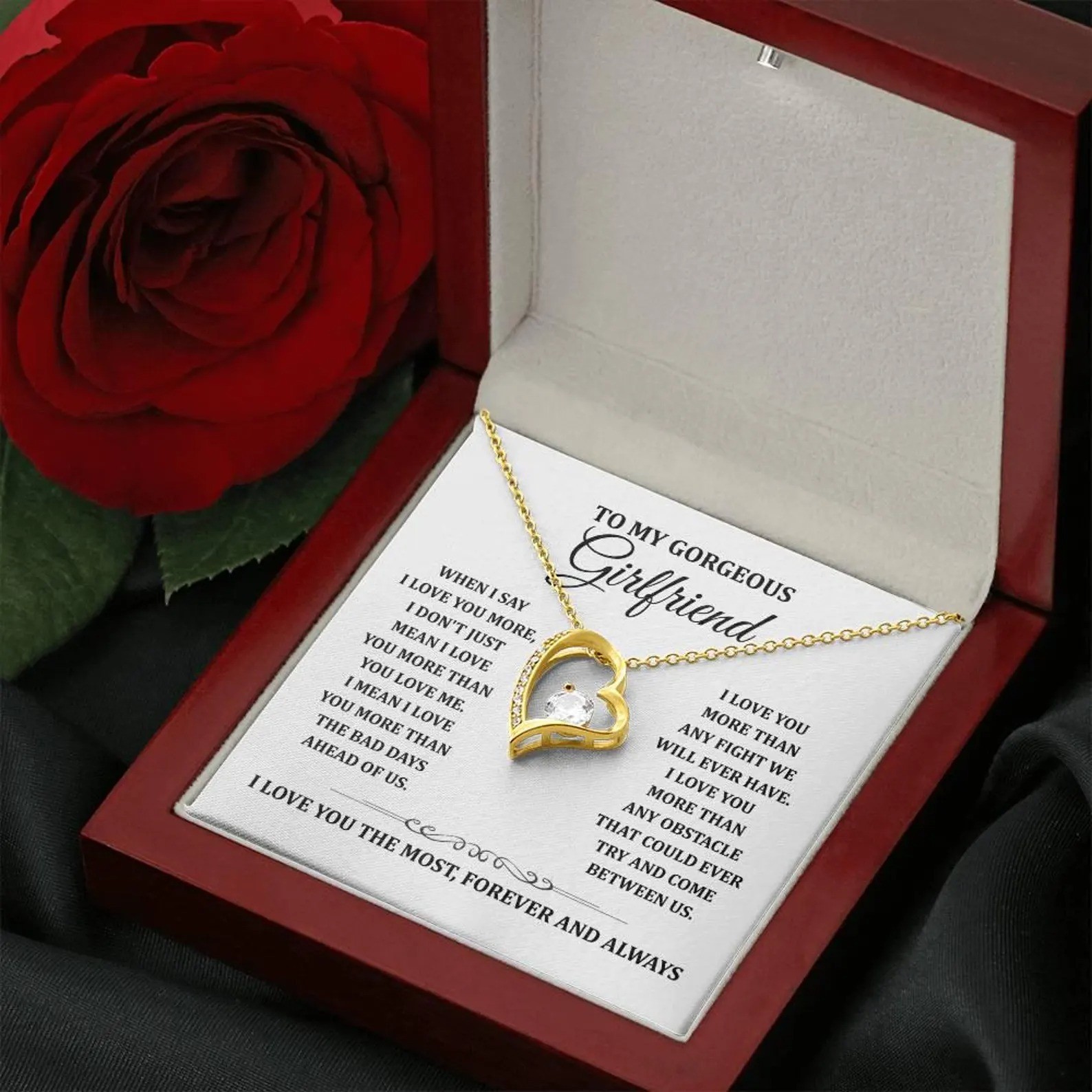 To My Girlfriend Necklace Love Heart Romantic Birthday Valentine’s Day Gift
