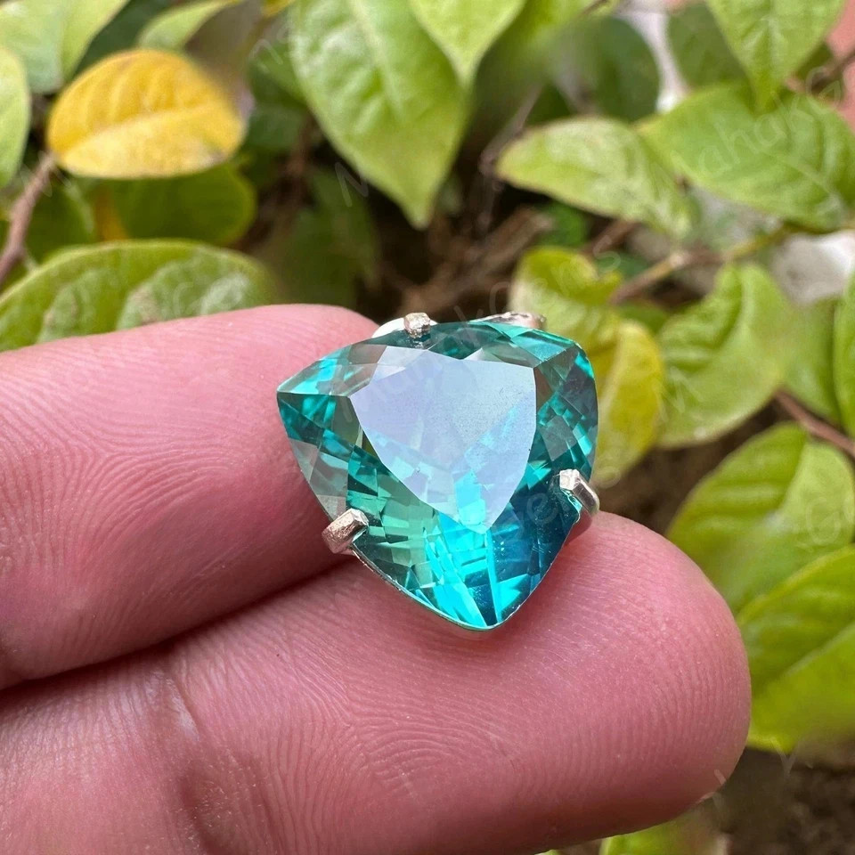 Certified 15.80 Ct Natural Paraiba Tourmaline 925 Silver Pendant Loose Gemstone