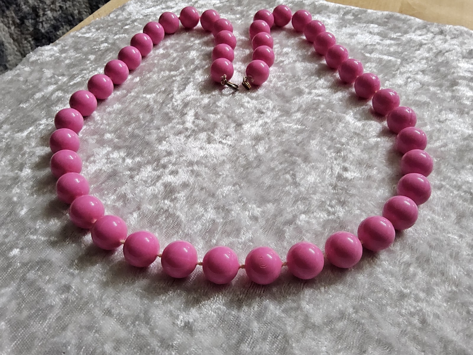Hot Pink Spring Ring Round Beaded Necklace 24″