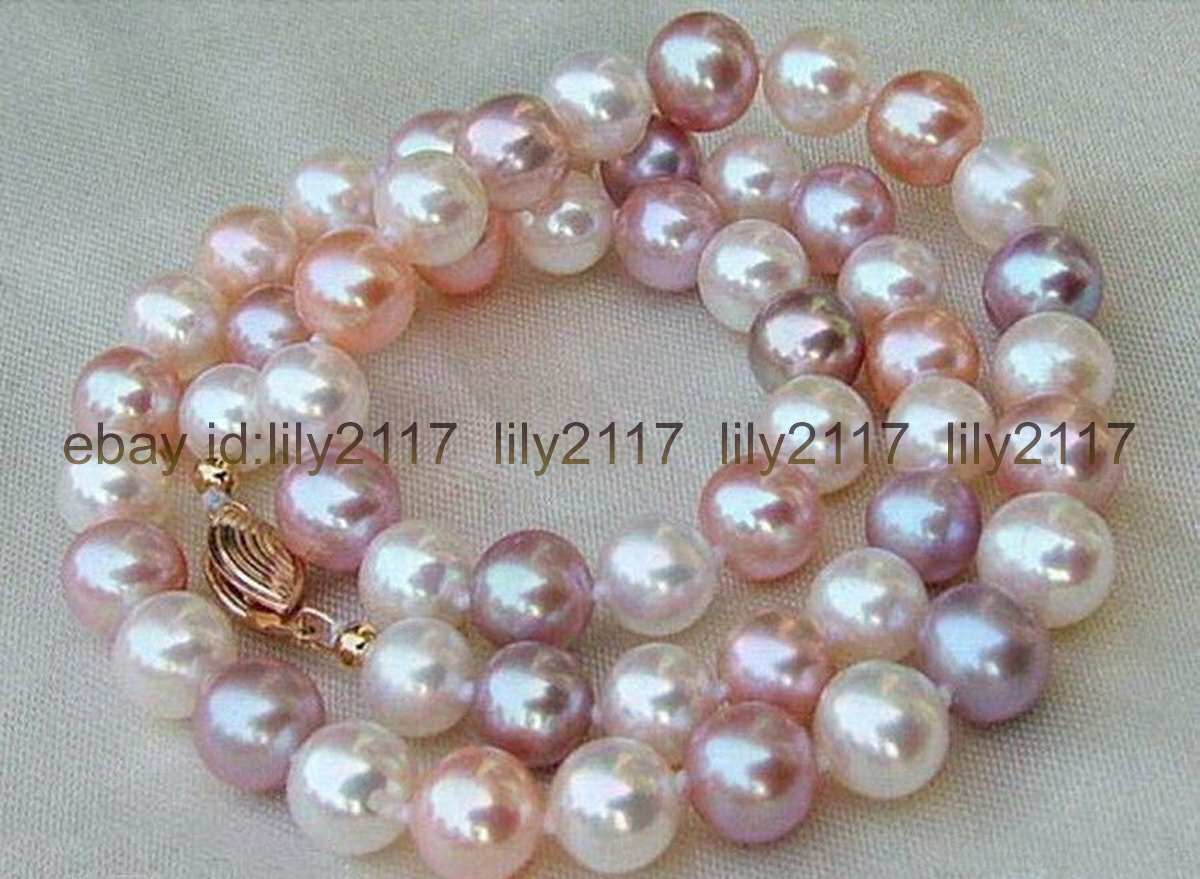 Genuine 7-8mm Natural Multicolor Freshwater Cultured Pearl Necklaces 18”