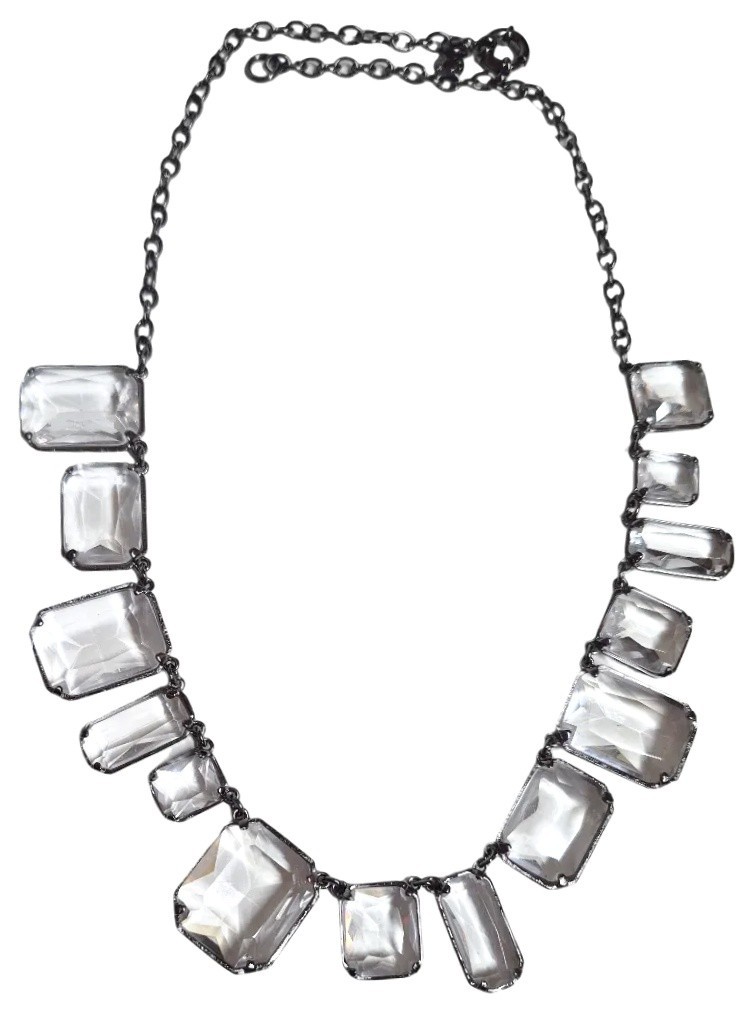 J.Crew Faceted Crystal Statement Necklace Crystal Hematite-Tone Plated Brass