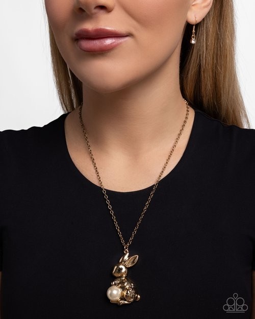 Paparazzi Jewelry Medium Necklace Easter Bunny Gold Necklace P2RE-GDXX-558XX