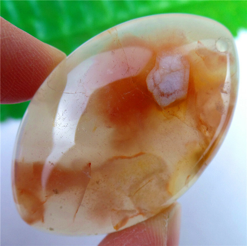 47x30x7mm Natural Cherry Blossom Agate Crystal Marquise Pendant Bead EA85341