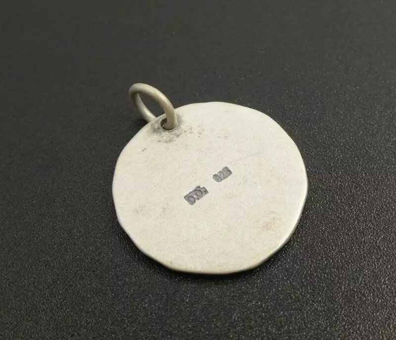 Handmade Unique Antiqued Sterling Silver Lion Head Round Charm Pendant Necklace
