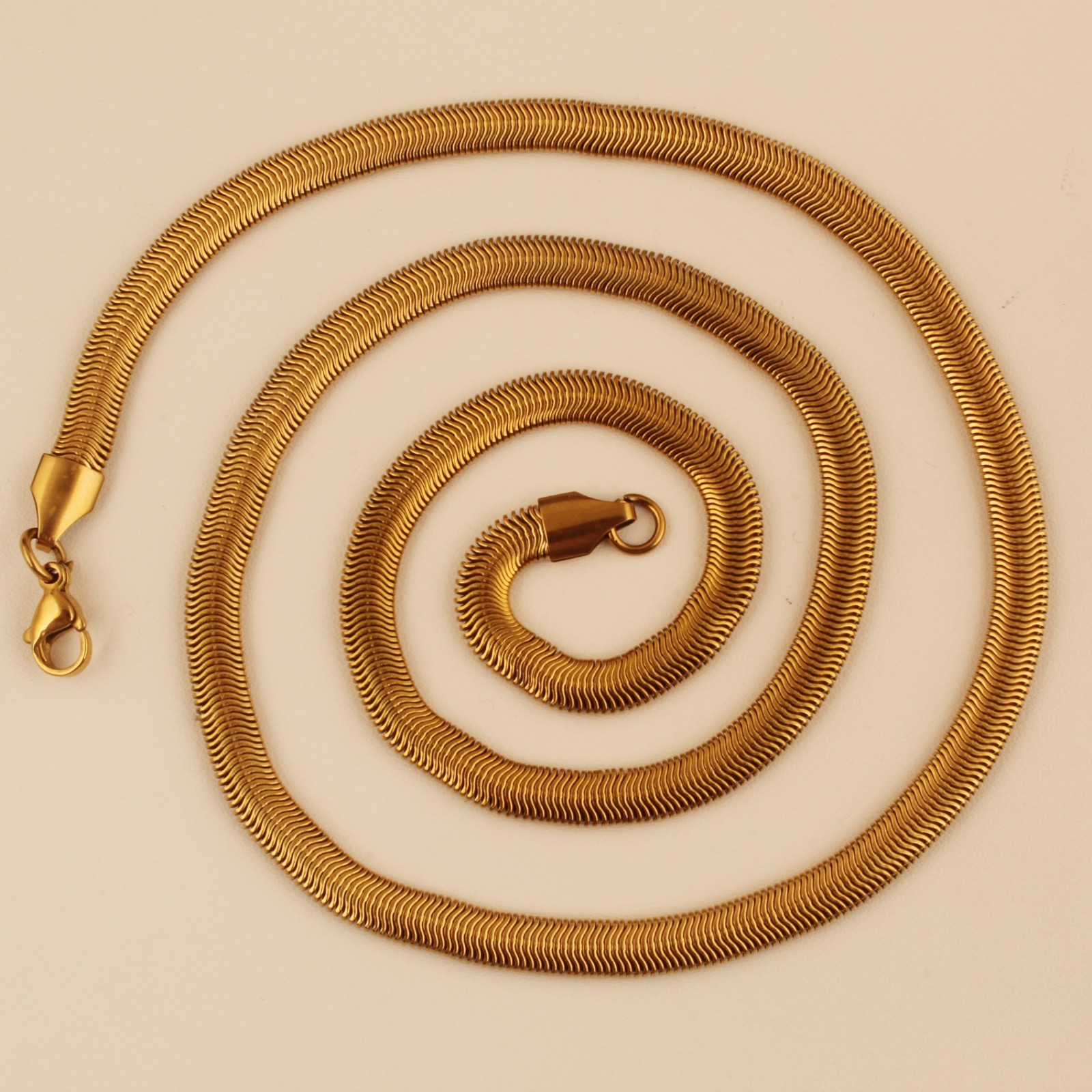Gold Plated Snake Chain Necklace for Men & Women Smooth Flat Link Chain