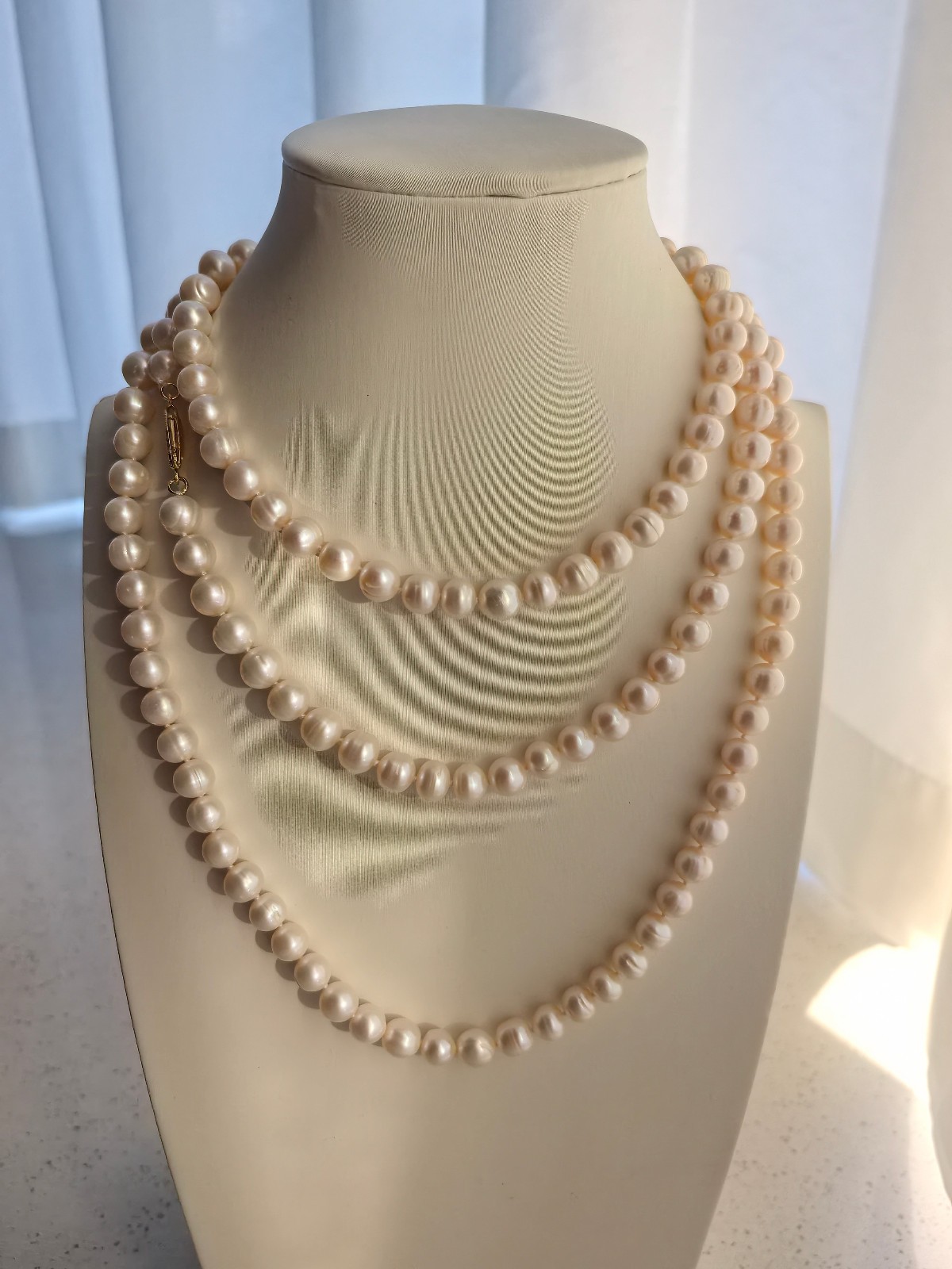 50inch 8-9mm AAA+ south sea white pearl necklace 14k