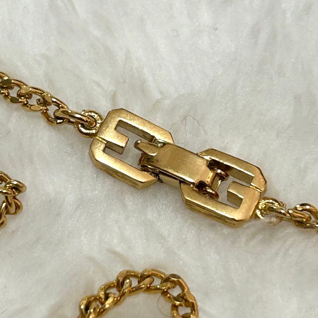 Givenchy Long Necklace Gold G Logo Excellent Condition