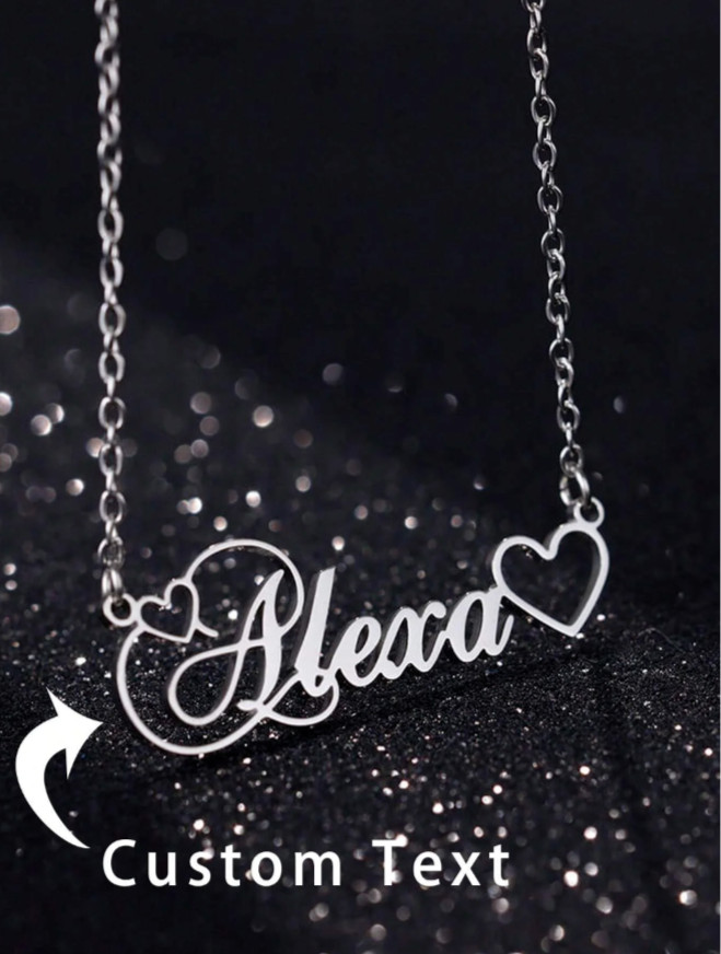 Personalized Heart Name Necklace Gold Silver Jewelry Stainless Steel Anniversary