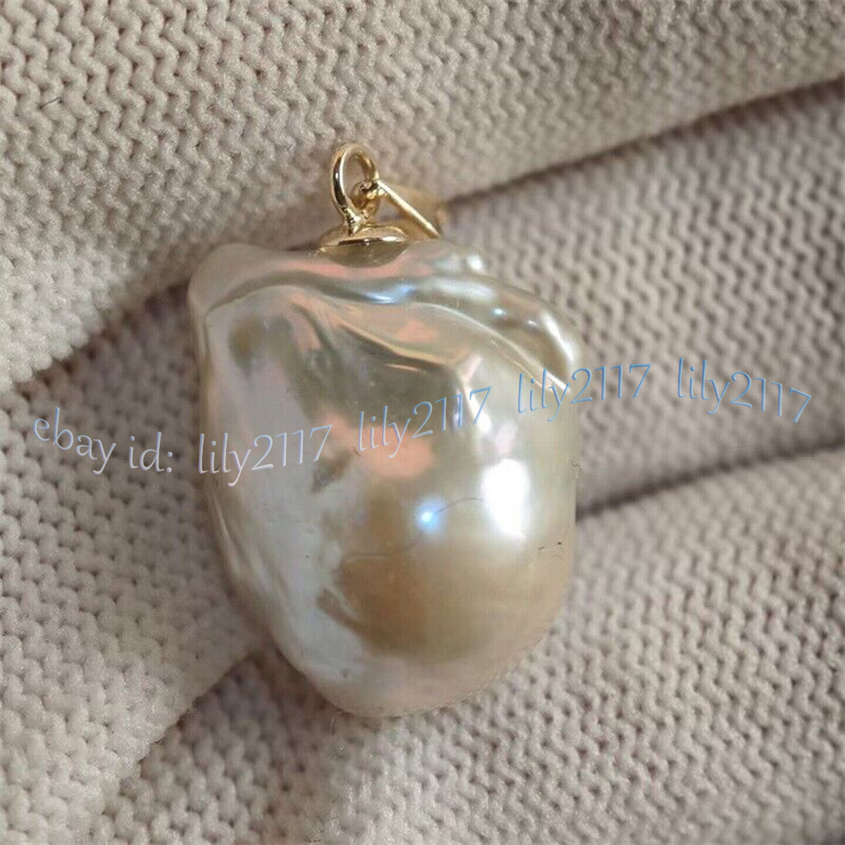 Huge 16-25mm Natural White South Sea Baroque Keshi Pearl Pendant 14K Yellow Gold