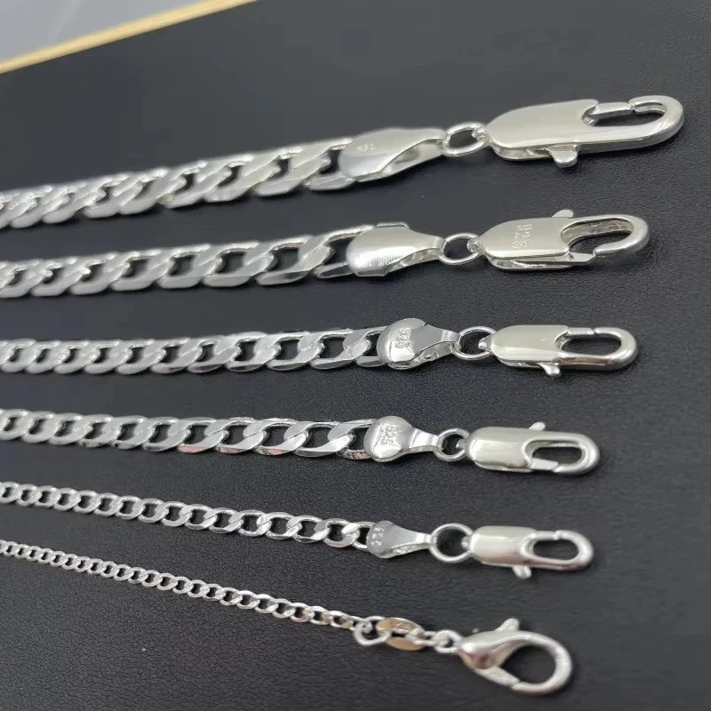 Solid 925 Sterling Silver Plated Chain Necklace Men Women Wedding Engagement Gif