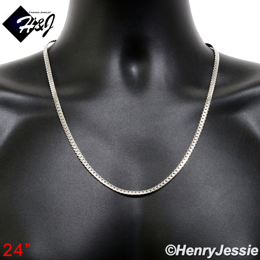 16-40″MEN Stainless Steel 4mm Silver Miami Cuban Curb Link Chain Necklace*N155