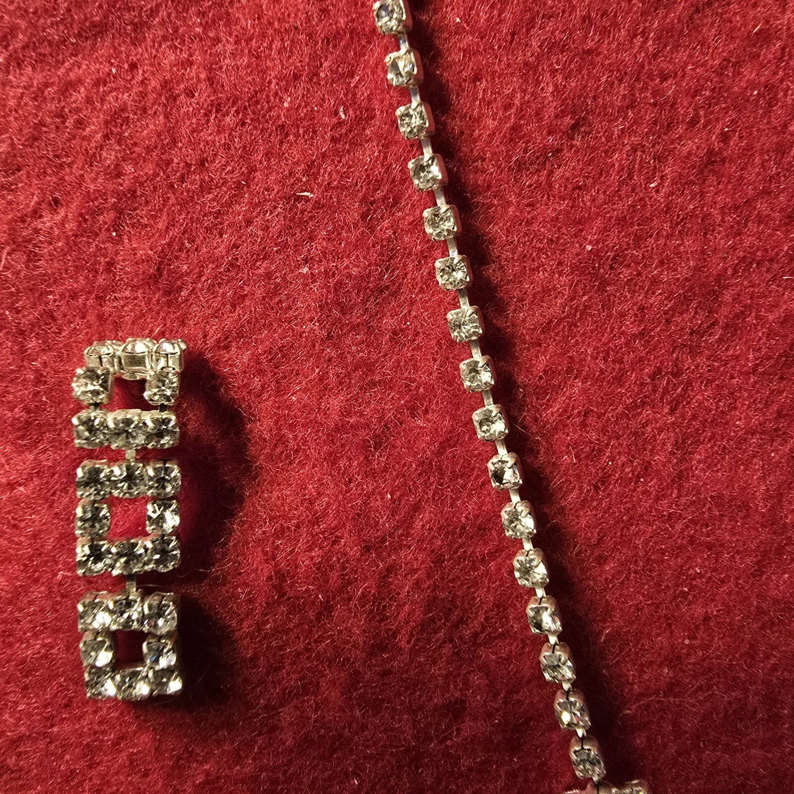 Rhinestone Choker 12 To 16 10K GF Bezel Prong Set Matching Pierced-Earrings