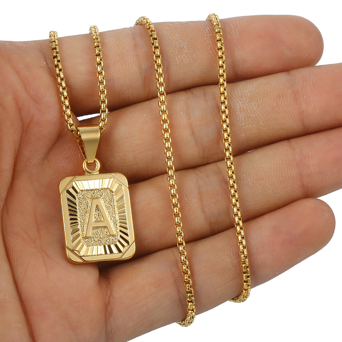 Gold Filled 26 Initial Letter A-Z Pendant Chain Necklace Customized Link 18-26″