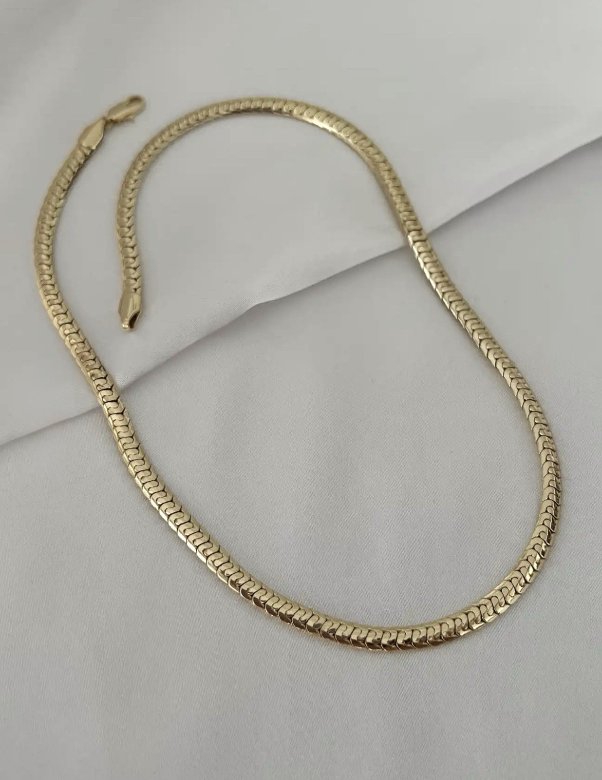 14K Gold Plated Herringbone Chain Necklace | Waterproof & Rhodium Finish – 0.2″