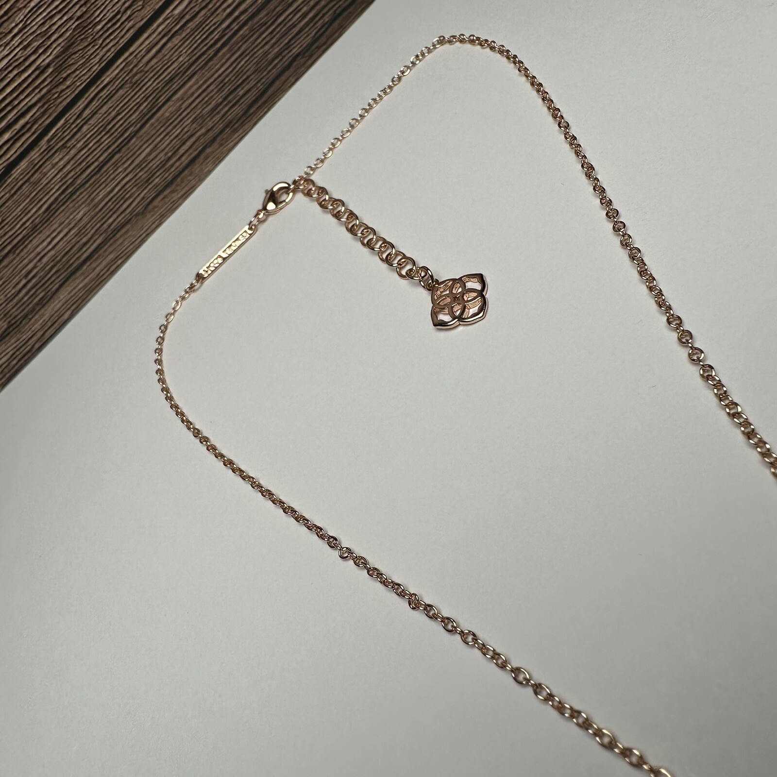 Kendra Scott Mabel Rose Gold Tone & Druzy Necklace Adjustable Length 15 – 17 In