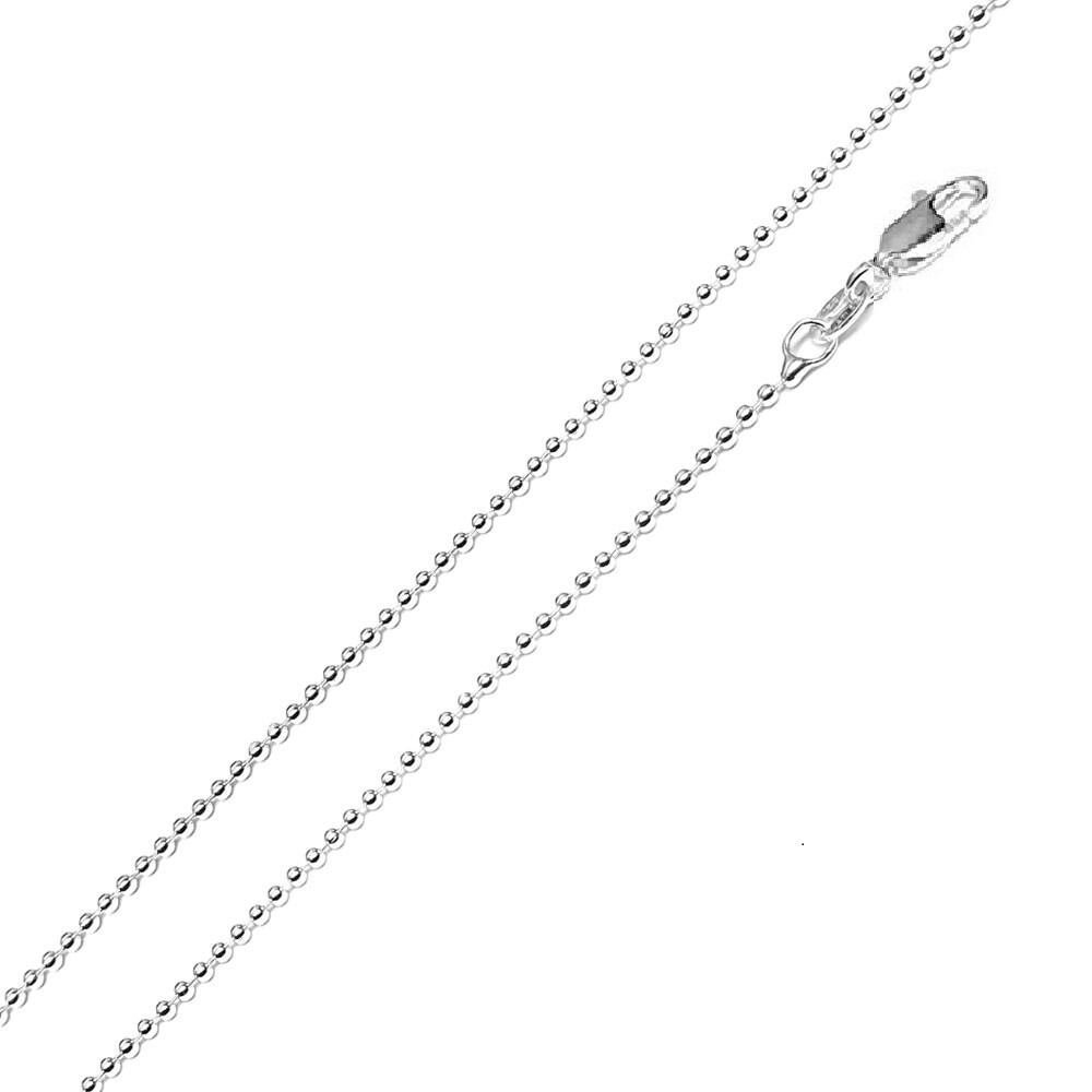 Sterling Silver Rhodium Finish 1.5 mm Polished Bead Ball Chain Necklace