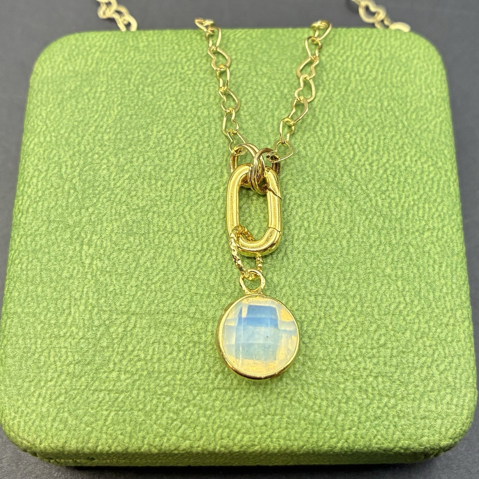 Sparkling 14k Gold Filled Heart Chain with Alluring GF Opalite Pendant Necklace