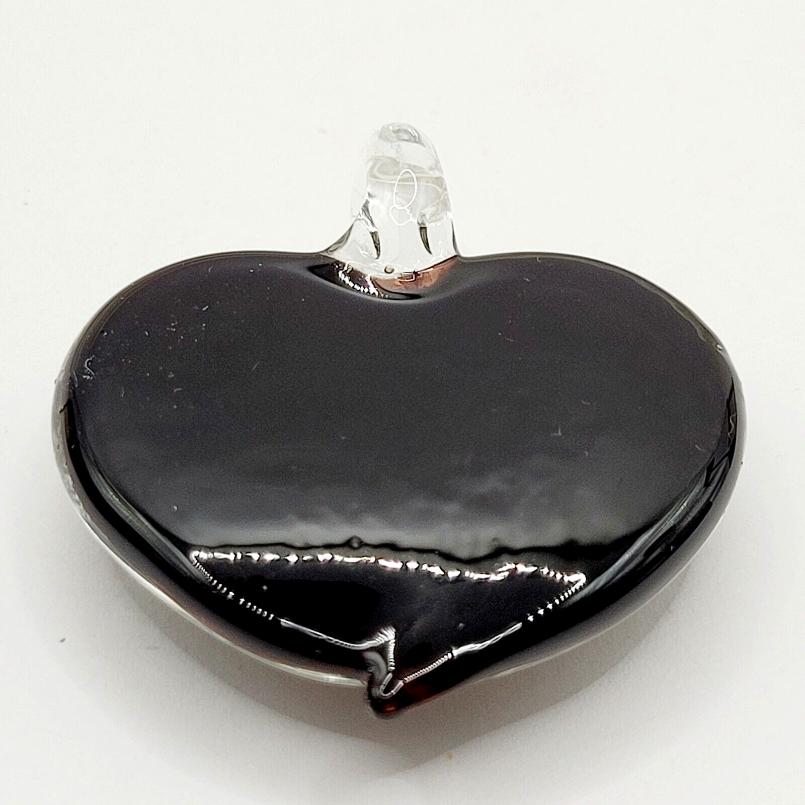 Artisan Modern Art Glass Heart Pendant Silver Black Gold Color Foiled Glitter