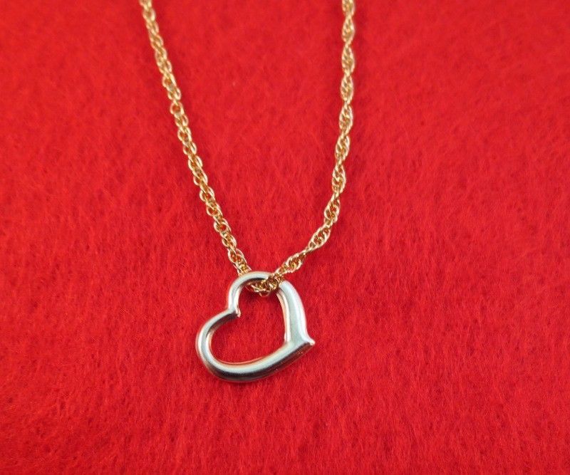 14KT GOLD EP 16 INCH 1.6MM SOFT ROPE CHAIN NECKLACE WITH FLOATING HEART