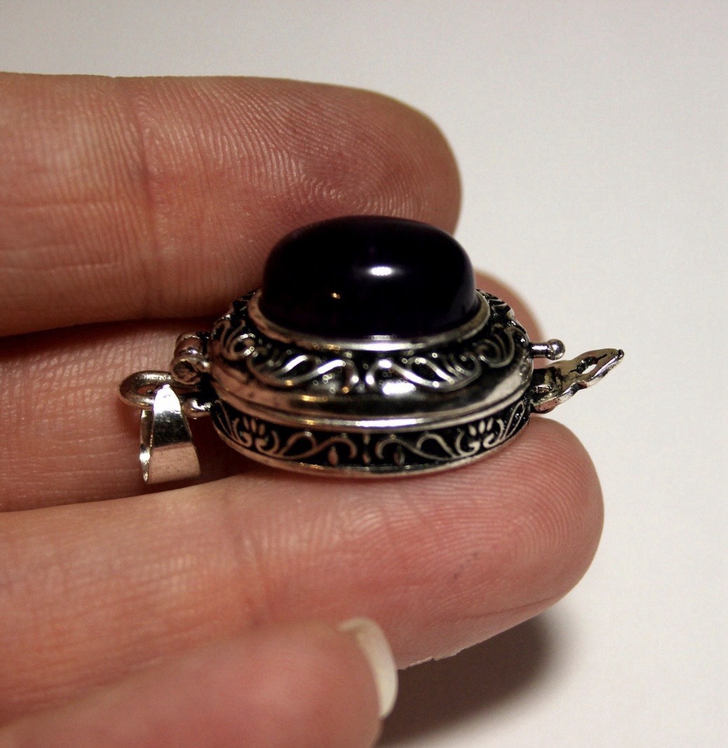 Lapis Lazuli Locket Pendant, Sterling Silver Plated Poison Pendant