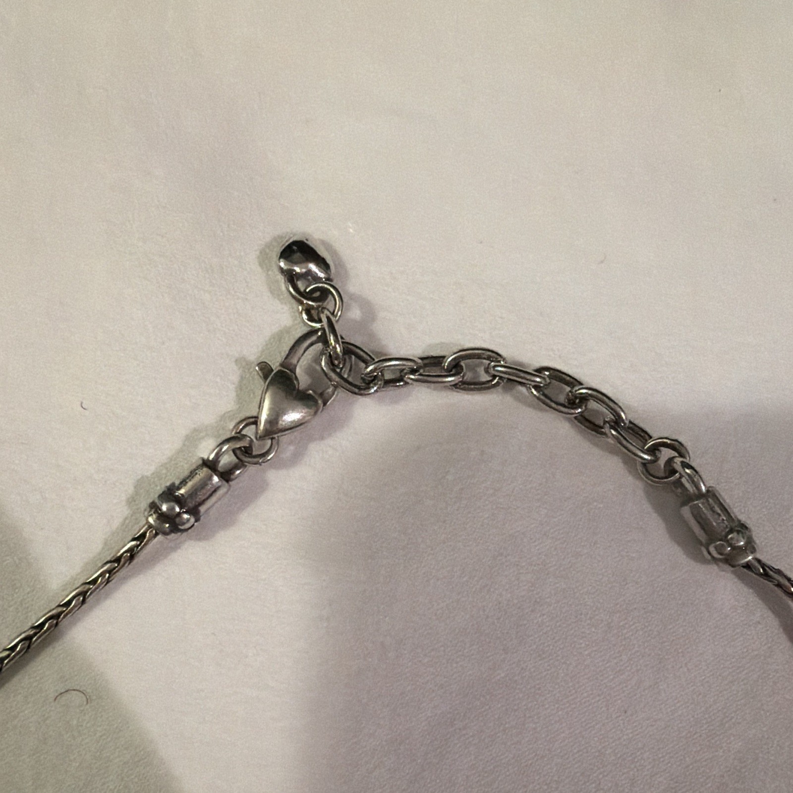 Silver Tone Braided Chain Necklace Curved Engraved Bar, Lobster Clasp Adjustable