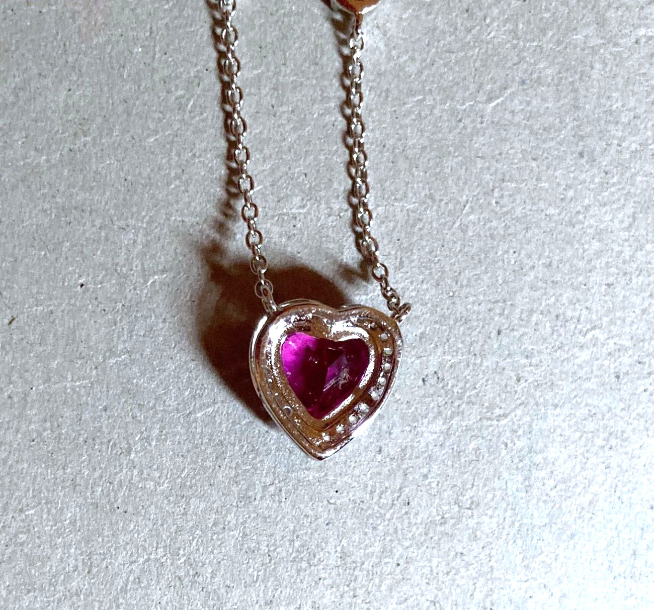 DIAMONIQUE BY KATHY LEVINE HEART’S DELIGHT FUCHSIA PINK STATION NECKLACE