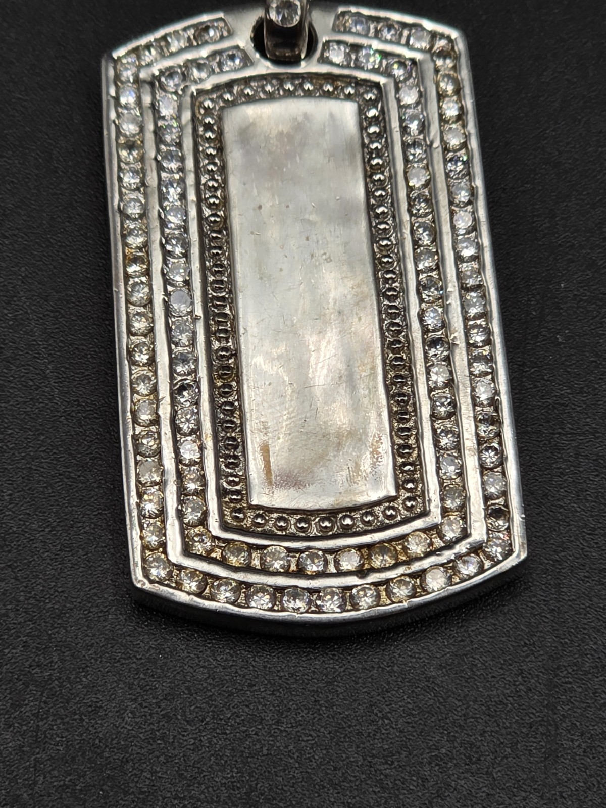 Silver Dog Tag Charm Necklace Pendant .925