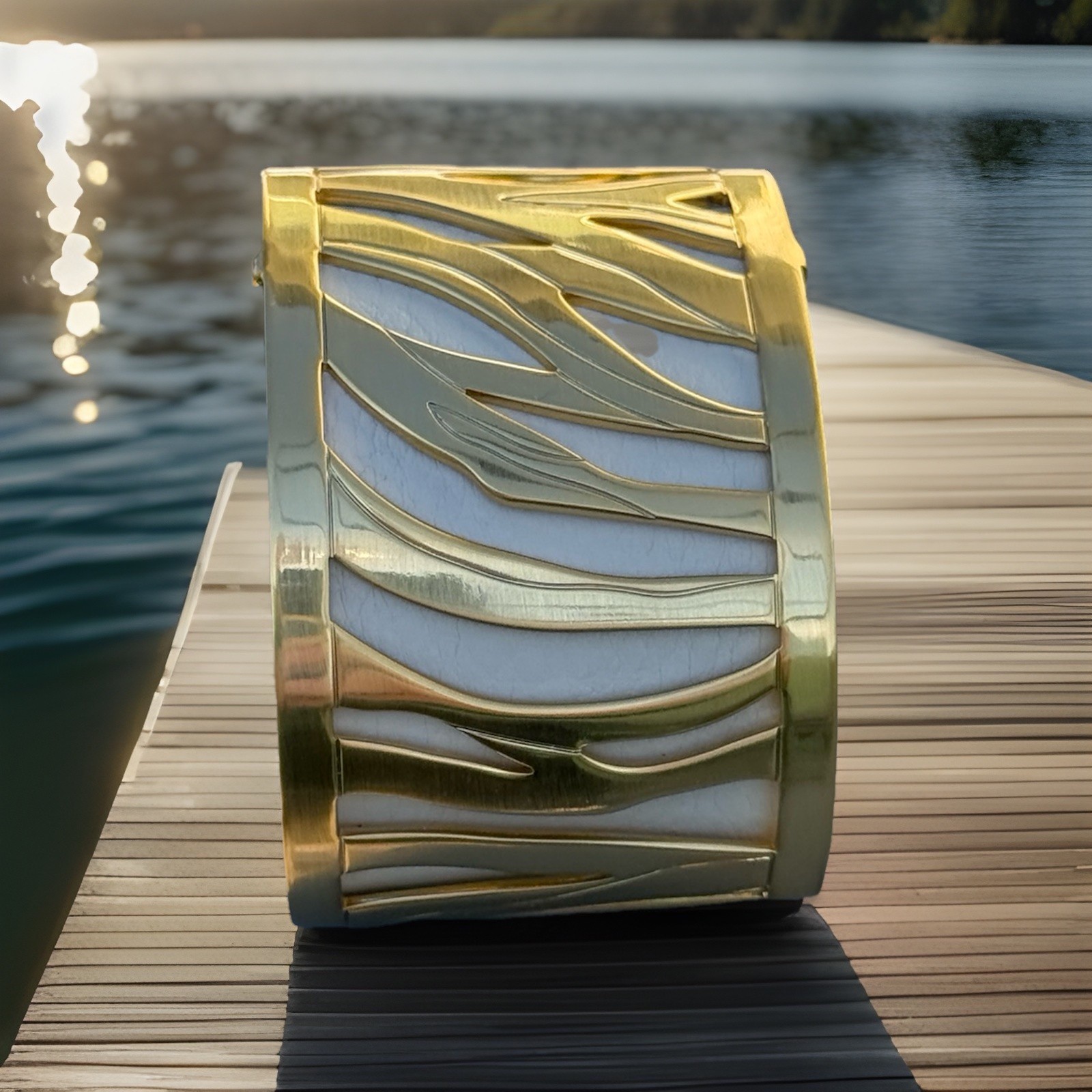 Brighton Bracelet Christo Johannesburg Wide Cuff Gold With Leather Insert NWT