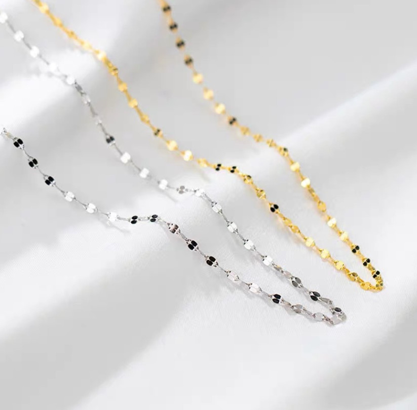 Silver Gold Titanium Stainless Steel Ona Confetti Chain Necklace Choker 20″ PE11