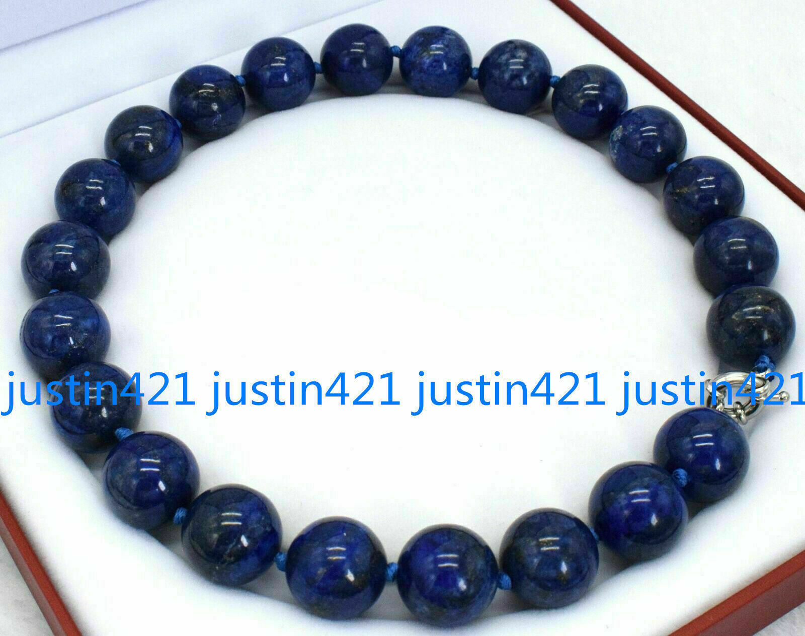20mm Huge Genuine Natural Blue Lapis Lazuli Round Gemstone Beads Necklace 18”
