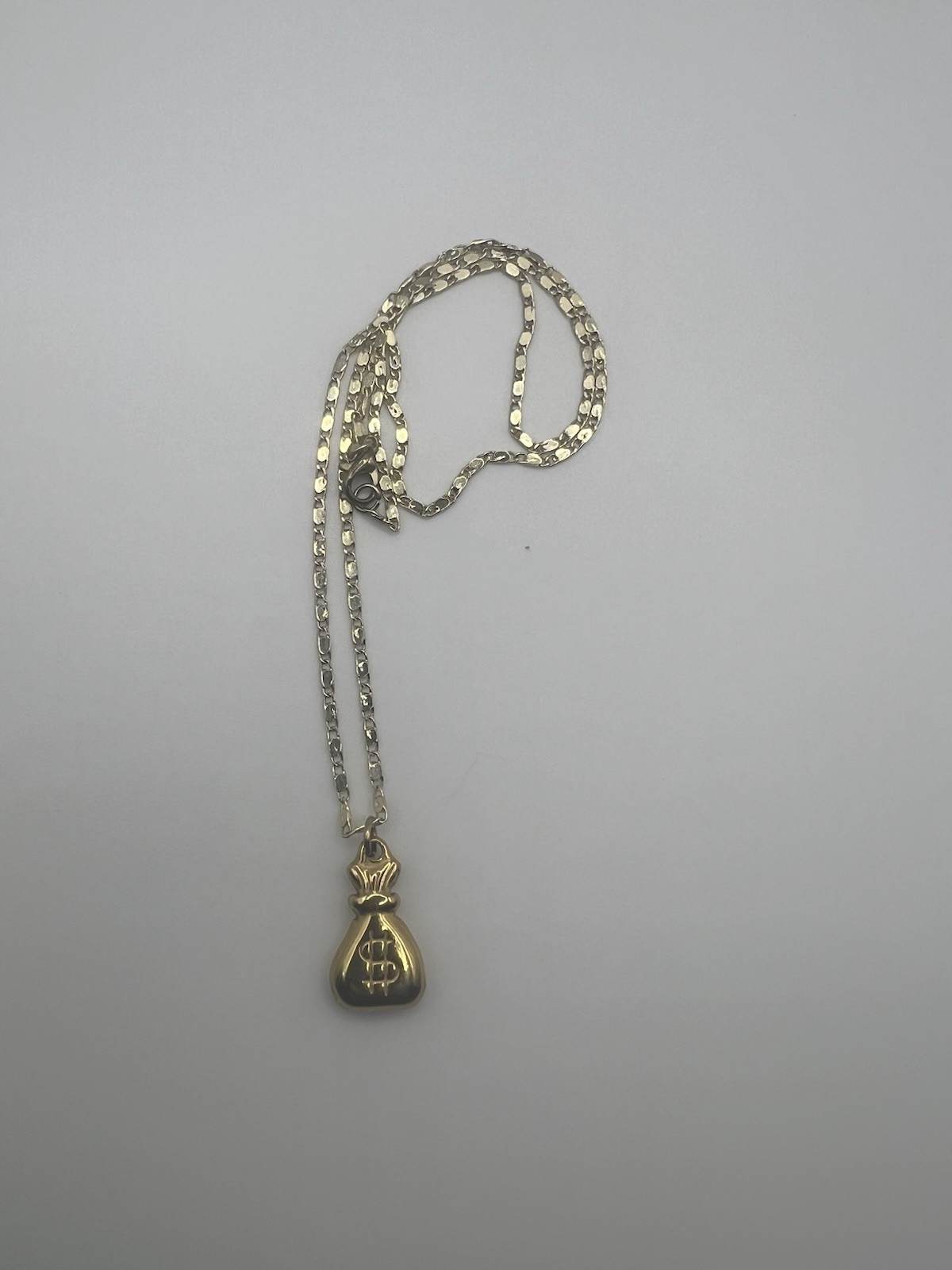 Gold Tone Money Bag Dollar Sign Pendant Necklace Chain Hip Hop