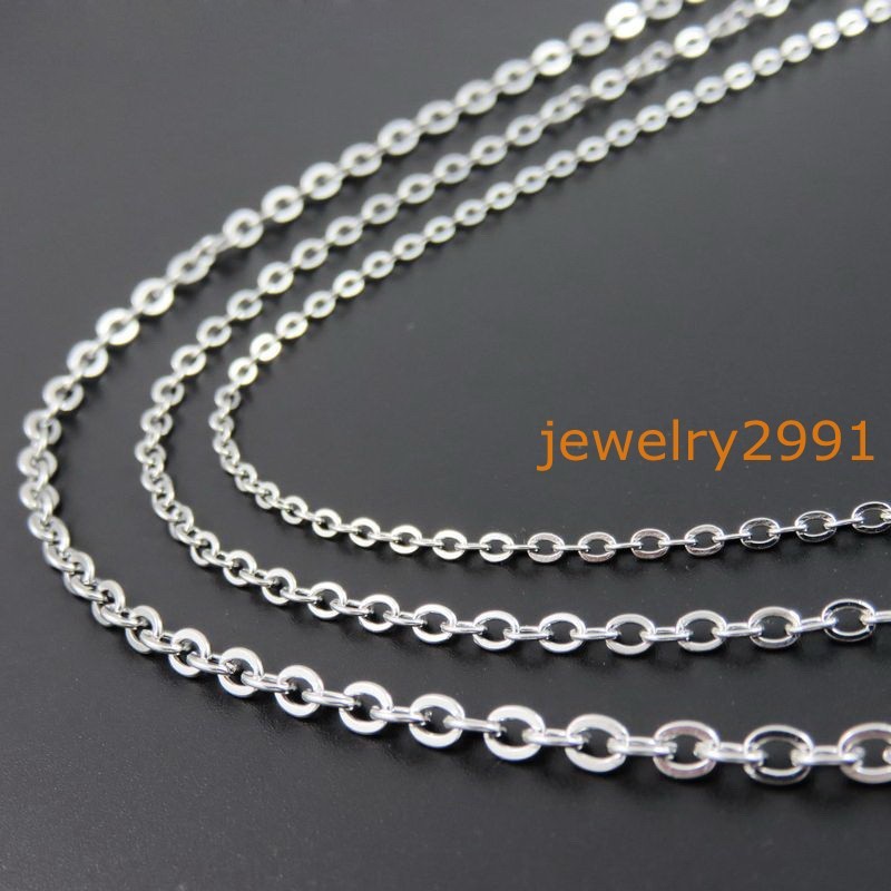 100pcs Lot womens stainless steel silver rolo chain necklaces 1.5/2/2.5/3.2mm