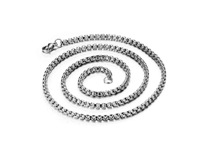 Stainless Steel Strong Rolo Link 3.5mm Round Box Chain 20″ Necklaces – Chain B12