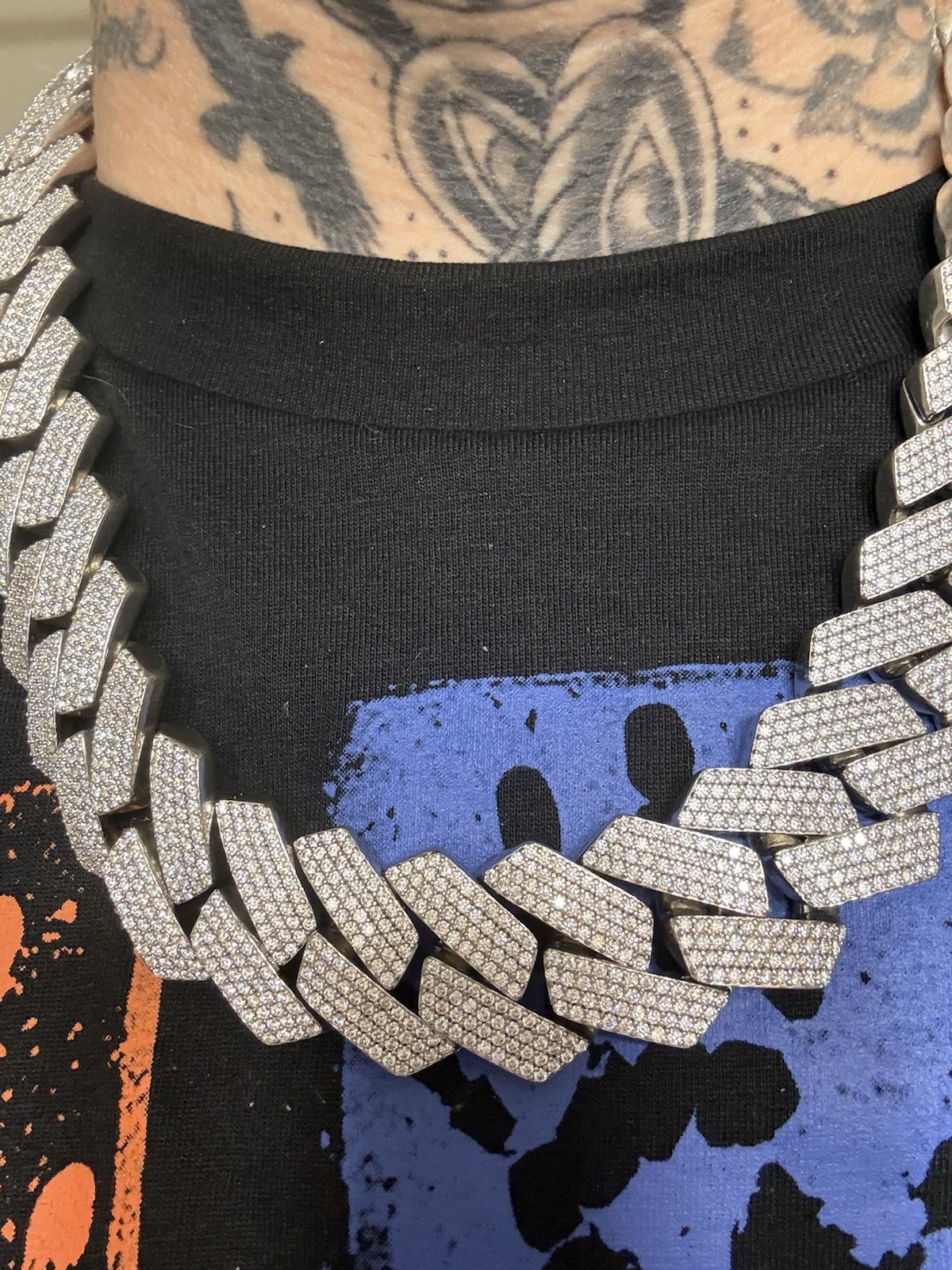 1.3 LB Sterling Silver Cuban Link Chain Necklace Pavé VS Moissenite w Bracelet