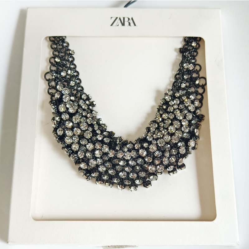 16″ Zara Rhinestone Cluster Statement Necklace Chic Women Party Vacation Jewelry