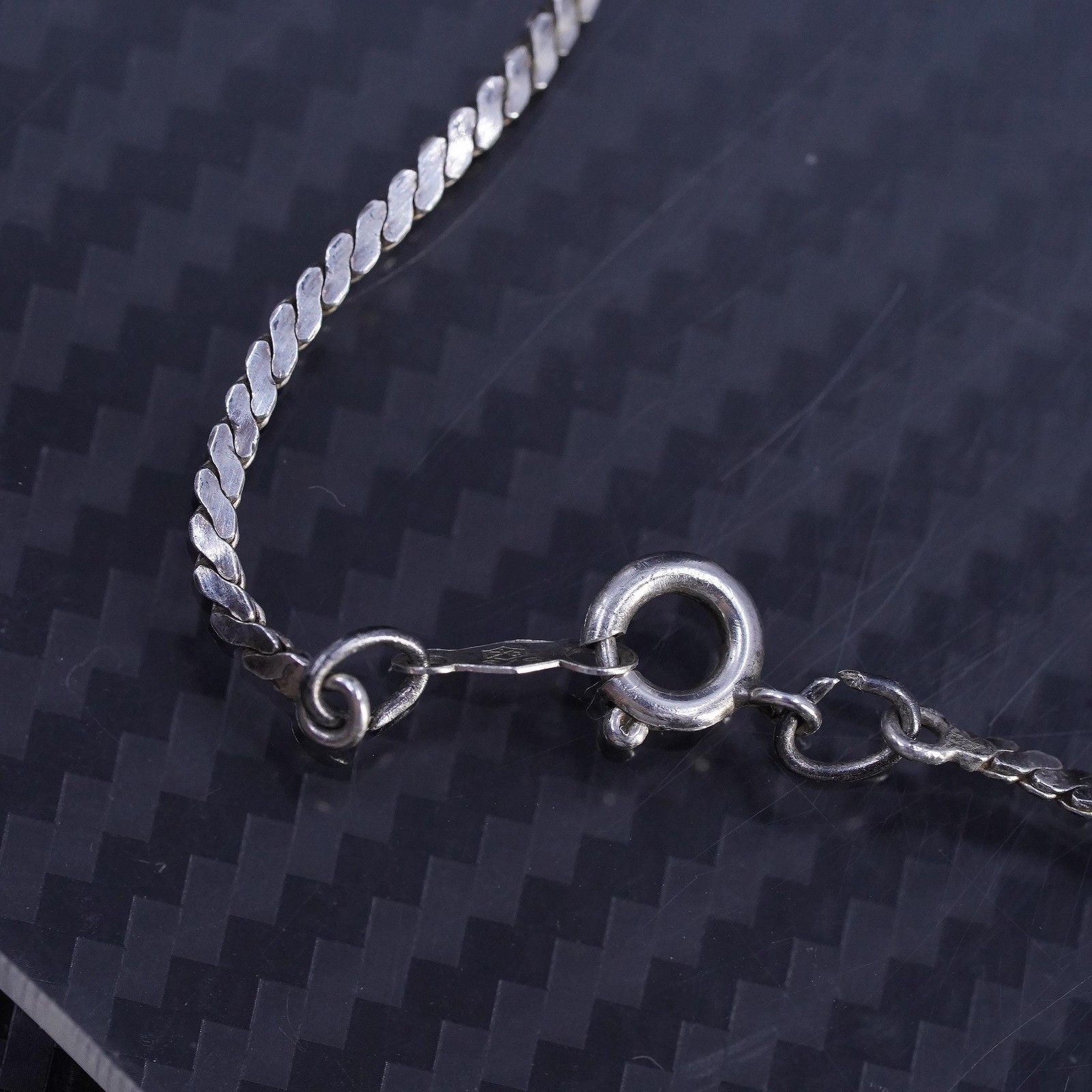 24” 1.6mm, vintage sterling silver 925 handmade flatten s link chain necklace