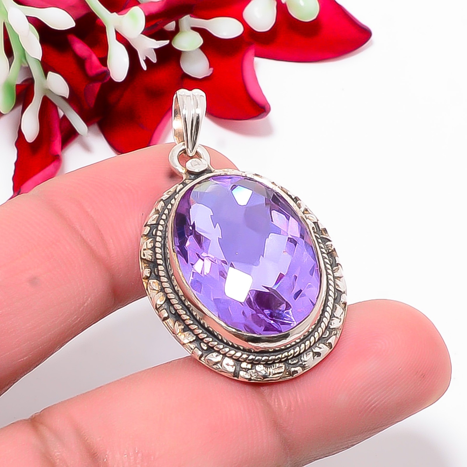 Colour Changing Alexandrite Handmade 925 Sterling Silver Pendant 1.56″ P2