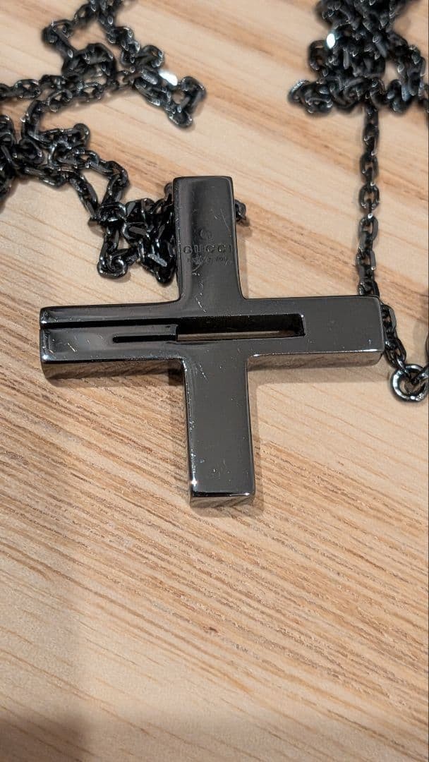 GUCCI Cross Necklace Black Men Women Save With Bag