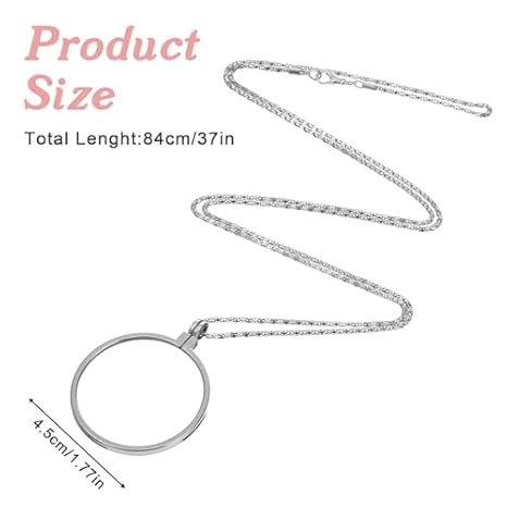 Cobee 5X Magnifying Glass Necklace Monocle, 1.7″ Wearable Lens for Reading