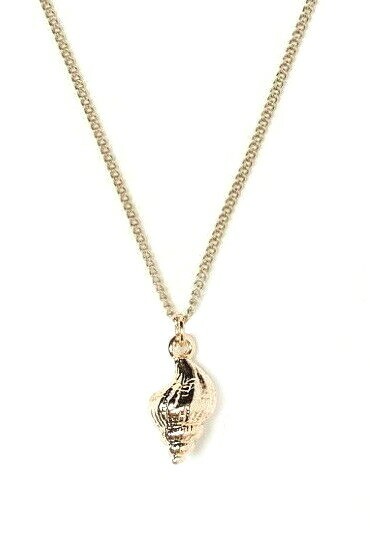 PENDANT NECKLACE Seashell CONCH SHELL Charm 46cm Adjustable GOLD TONE Chain