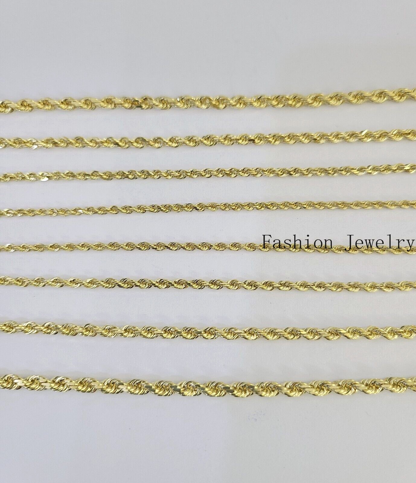 Real 14k Gold Rope Chain Necklace 2mm 2.5mm 3mm 4mm Yellow 14kt Men Women