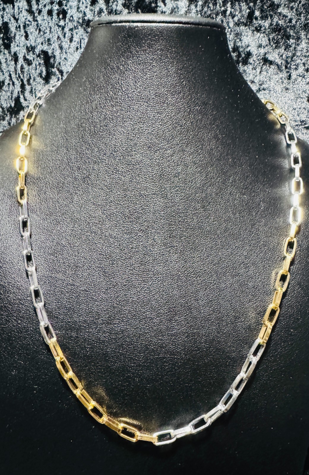 Tennis Necklace Chain Gold & Silver Color Paper Clip Mixed Clr 16,18,20,22,24″+