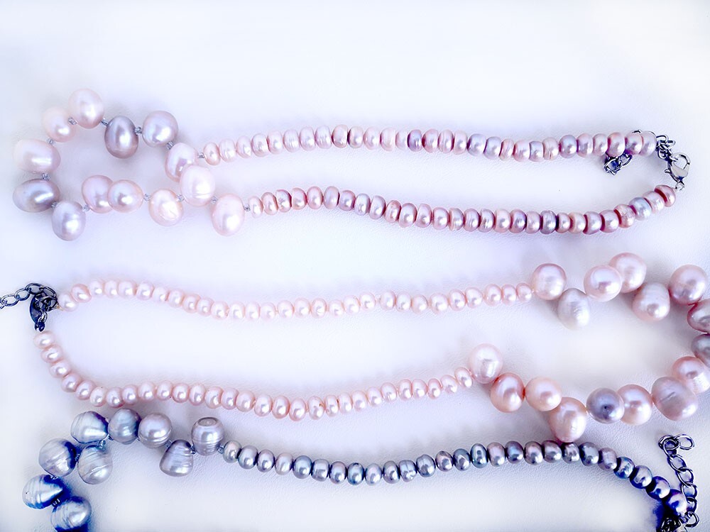 Cushion freshwater pearl side drilled oval pearl choker necklace