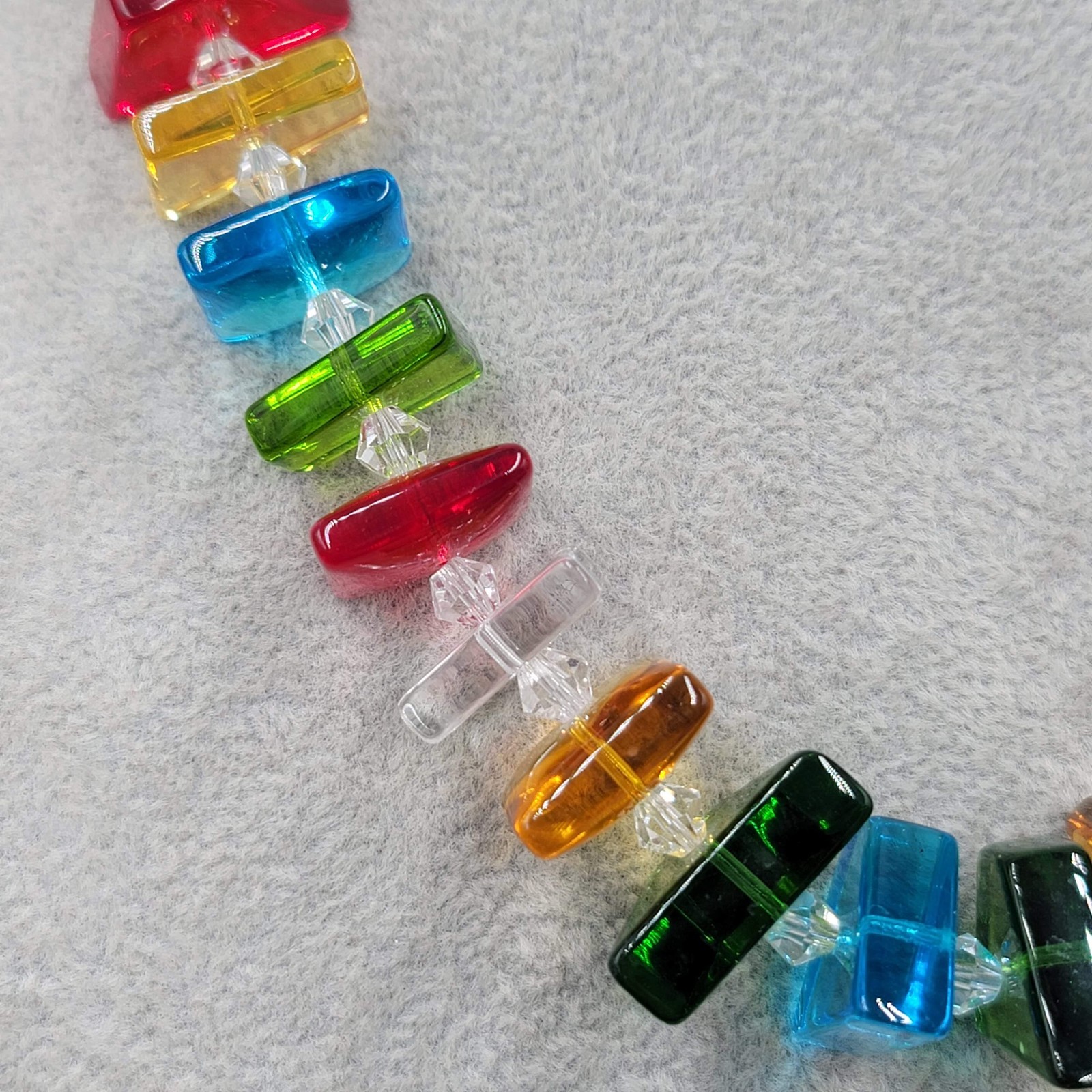 Multicolor Shaped Art Glass Bead Necklace Artisan Funky Fun! 20″