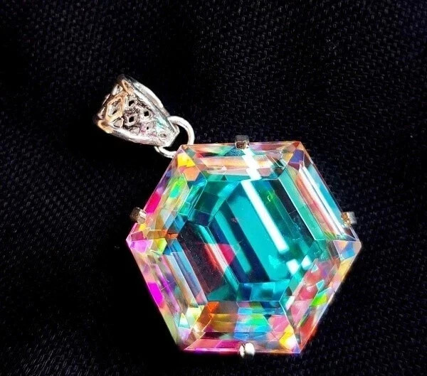 51 CT+ Flawless Rainbow Fire Mystic Topaz 925 Sterling Silver Plated Jewelry