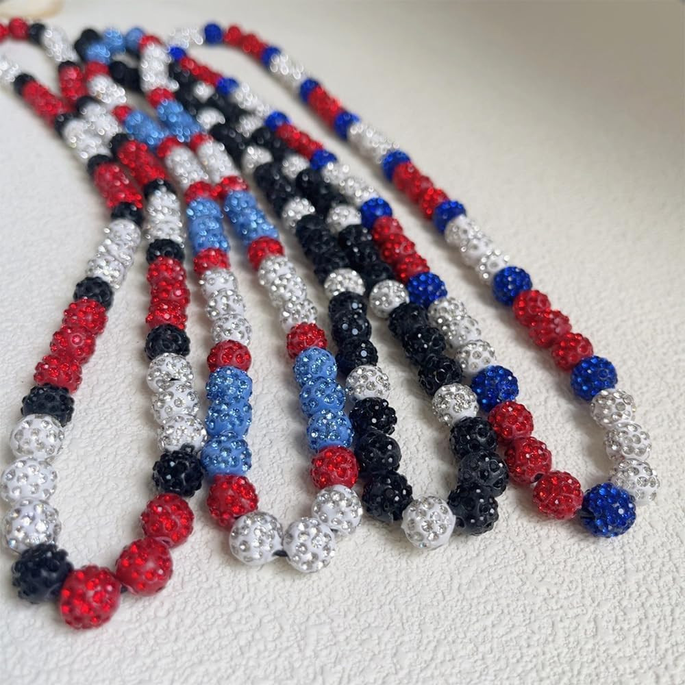 Baseball Necklace 16in/19in/22in Baseball Bling Drip Necklaces Rhinestone Clay B