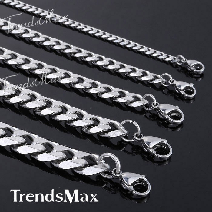 16/18/20/22/24″ Womens MENS Chain Silver Stainless Steel Curb Link Necklace