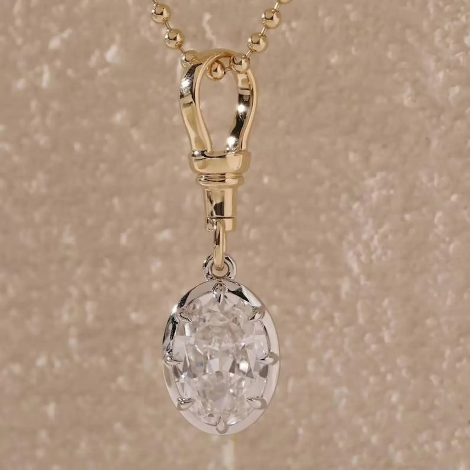 2.50 Ct Lab Grown Diamond Oval Cut 925 Sterling Silver Pendant Gift For Her